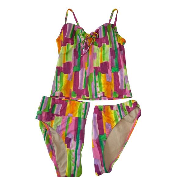 Victorias Secret Swimwear Multicolor Tankini‎ Swimsuit 34A + 2 Bottoms M / L - Picture 2 of 11